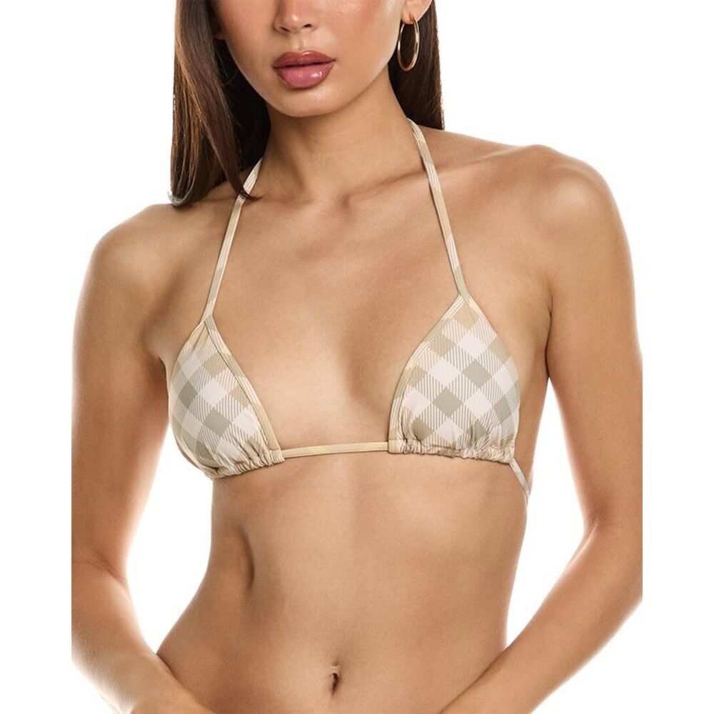 Burberry Womens  Check Bikini Top, Brown